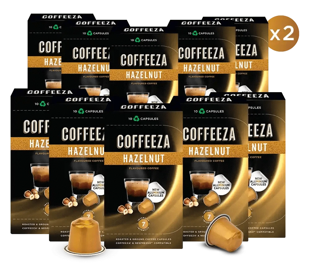 Coffeeza Hazelnut  100% Arabica Flavoured Aluminium Coffee Capsules nespresso compatible CCS-ALU-HAZ1-VER1-05