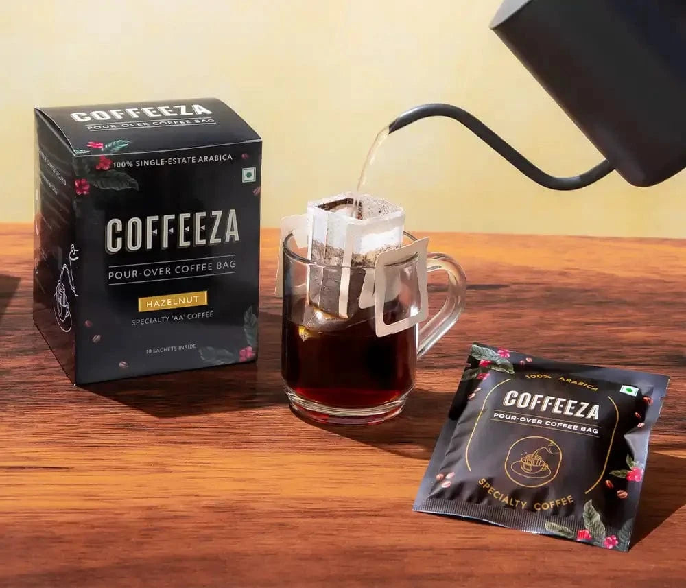 Coffeeza Hazelnut Flavoured - 100% AA Arabica Pour-Over Coffee Bags nespresso compatible DBS-HAZ1-VER1-01