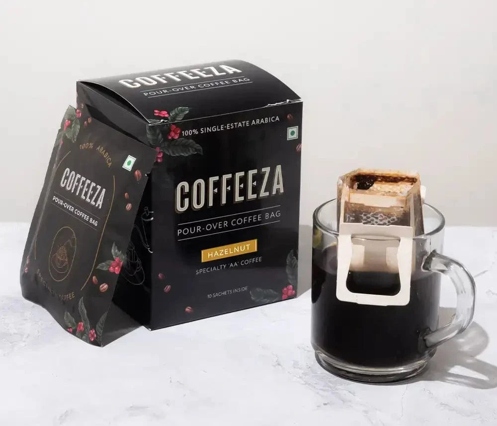 Coffeeza Hazelnut Flavoured - 100% AA Arabica Pour-Over Coffee Bags nespresso compatible DBS-HAZ1-VER1-01
