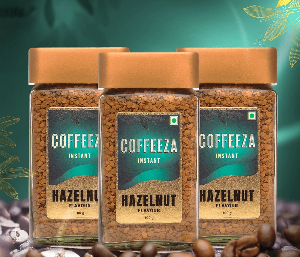 Coffeeza Hazelnut Flavoured Instant Coffee | Freeze-Dried 100gms | Warm & Nutty - Premium Coffee nespresso compatible ICS-FRD-HAZ1-VER1-03
