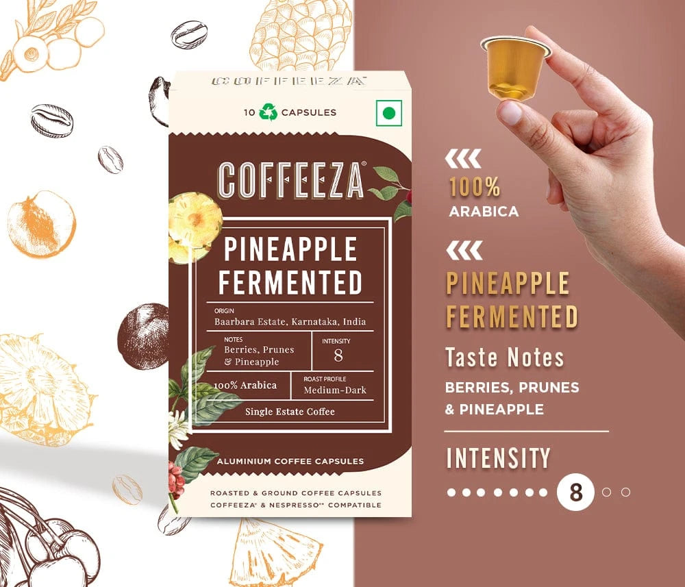 Coffeeza Pineapple Fermented Coffee – Single-Estate, 100% Arabica Coffee Capsules nespresso compatible
