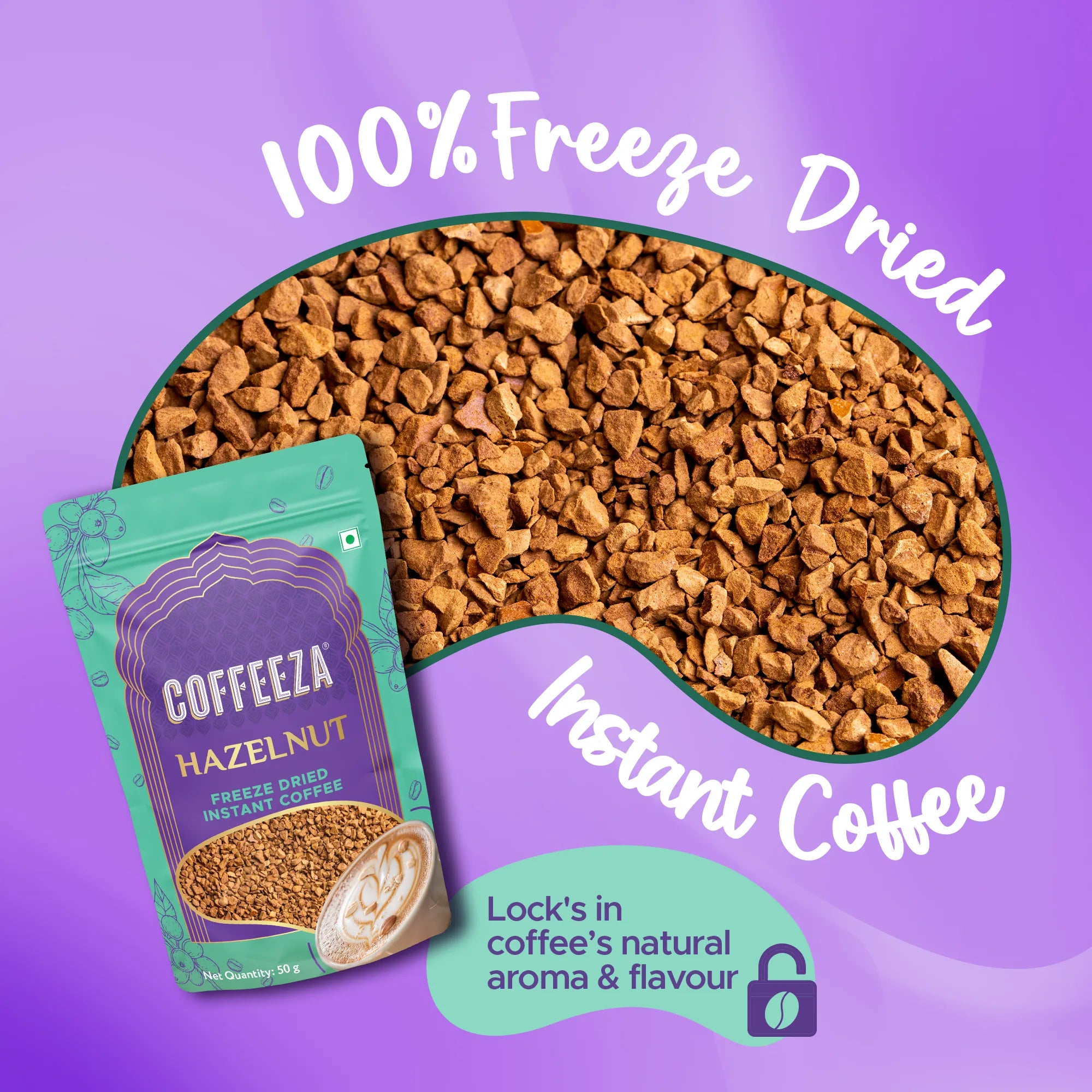 Hazelnut Freeze-Dried Premium Instant Coffee I Creamy & Nutty I 50gms