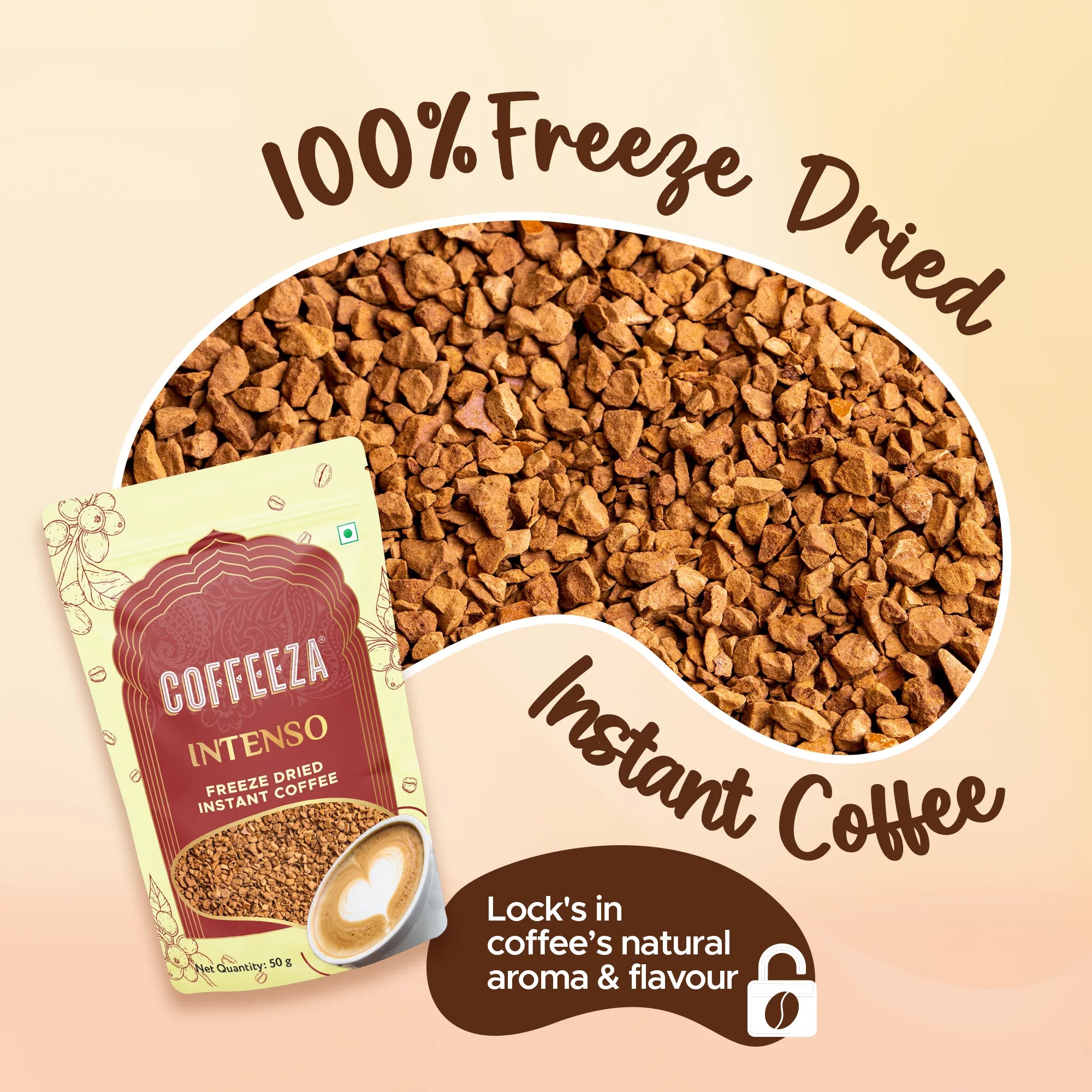 Coffeeza Premium Freeze-Dried Instant Coffee – Pack of 3 | Intenso, Hazelnut & Salted Caramel | 50g Each
