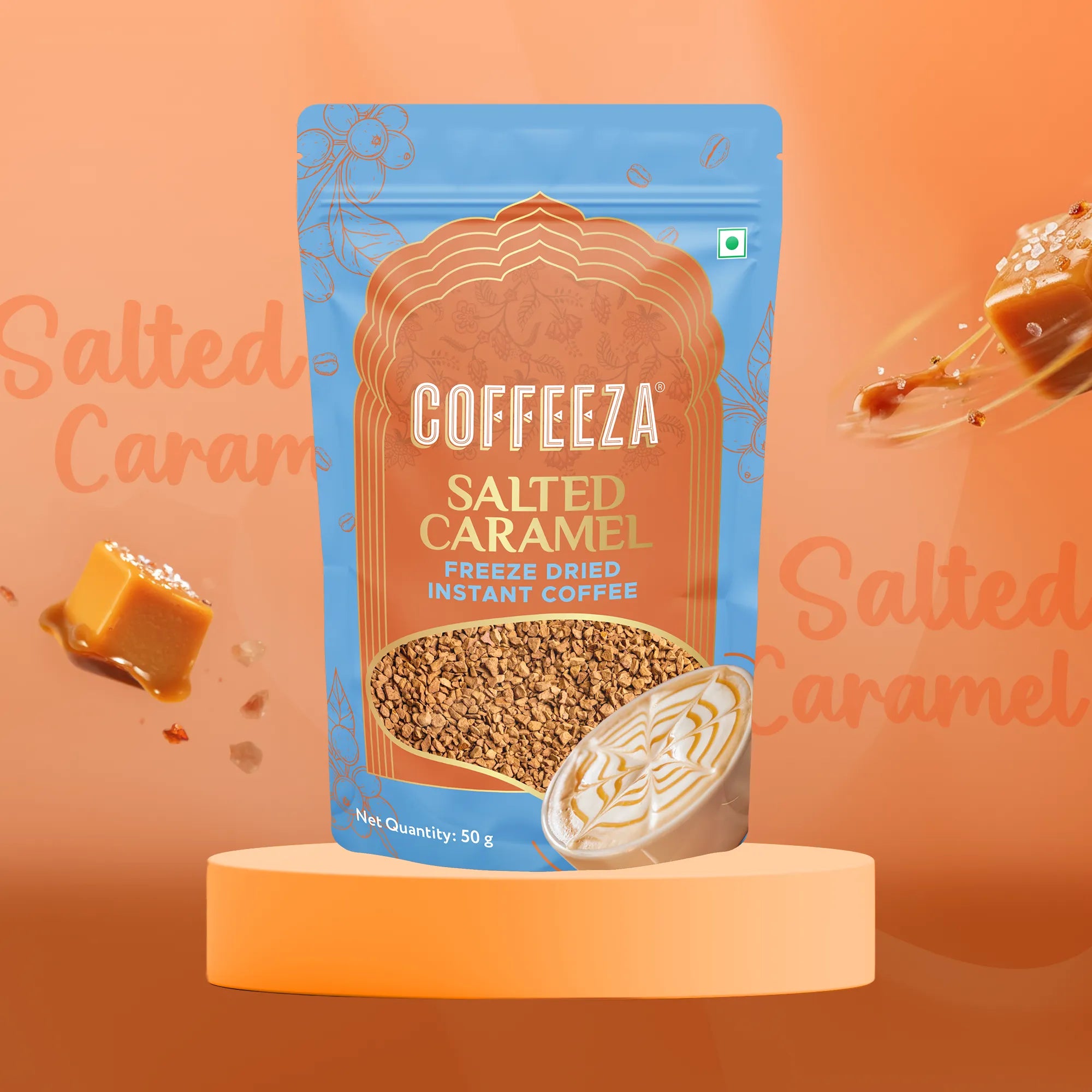 Coffeeza Salted Caramel Freeze-Dried Premium Instant Coffee I Sweet & Buttery I 50gms