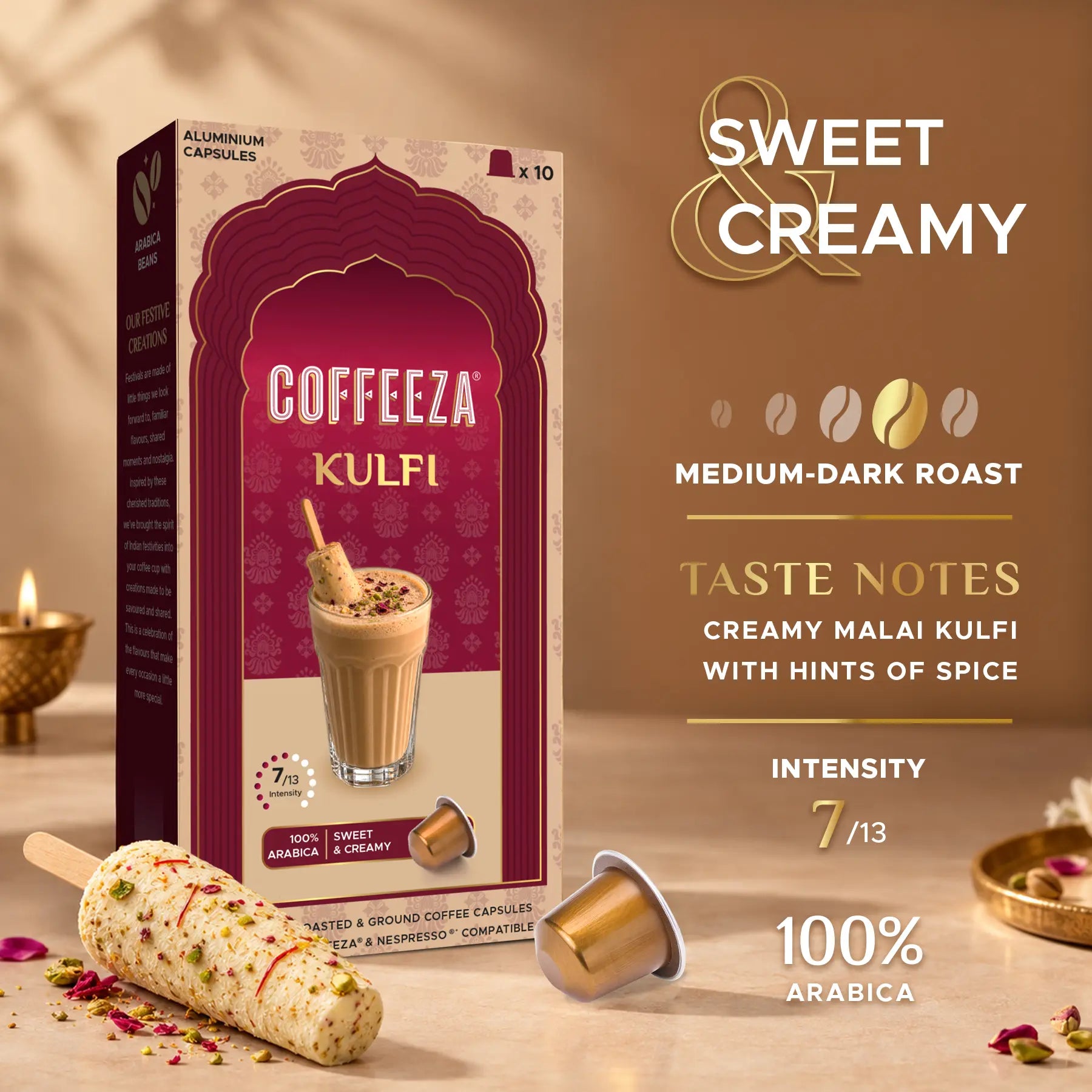 Coffeeza Kulfi Flavoured 100% Arabica Coffee Capsules
