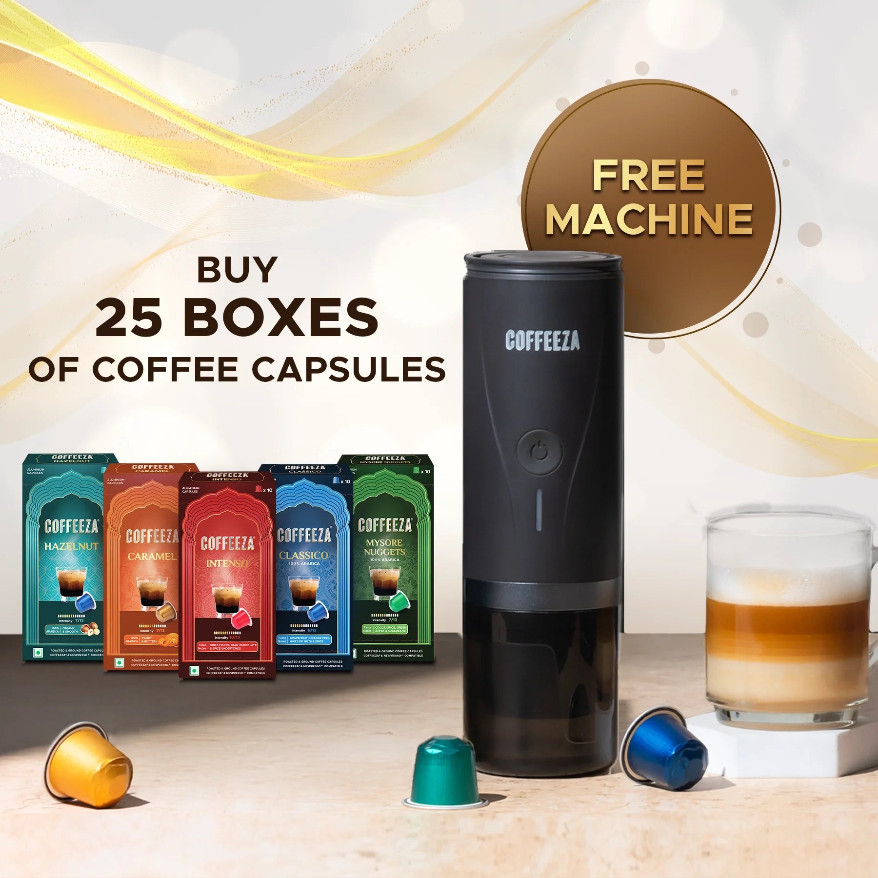 FREE Finero Mini Machine with 25 Capsule Boxes – Choose Your Favorite Flavours