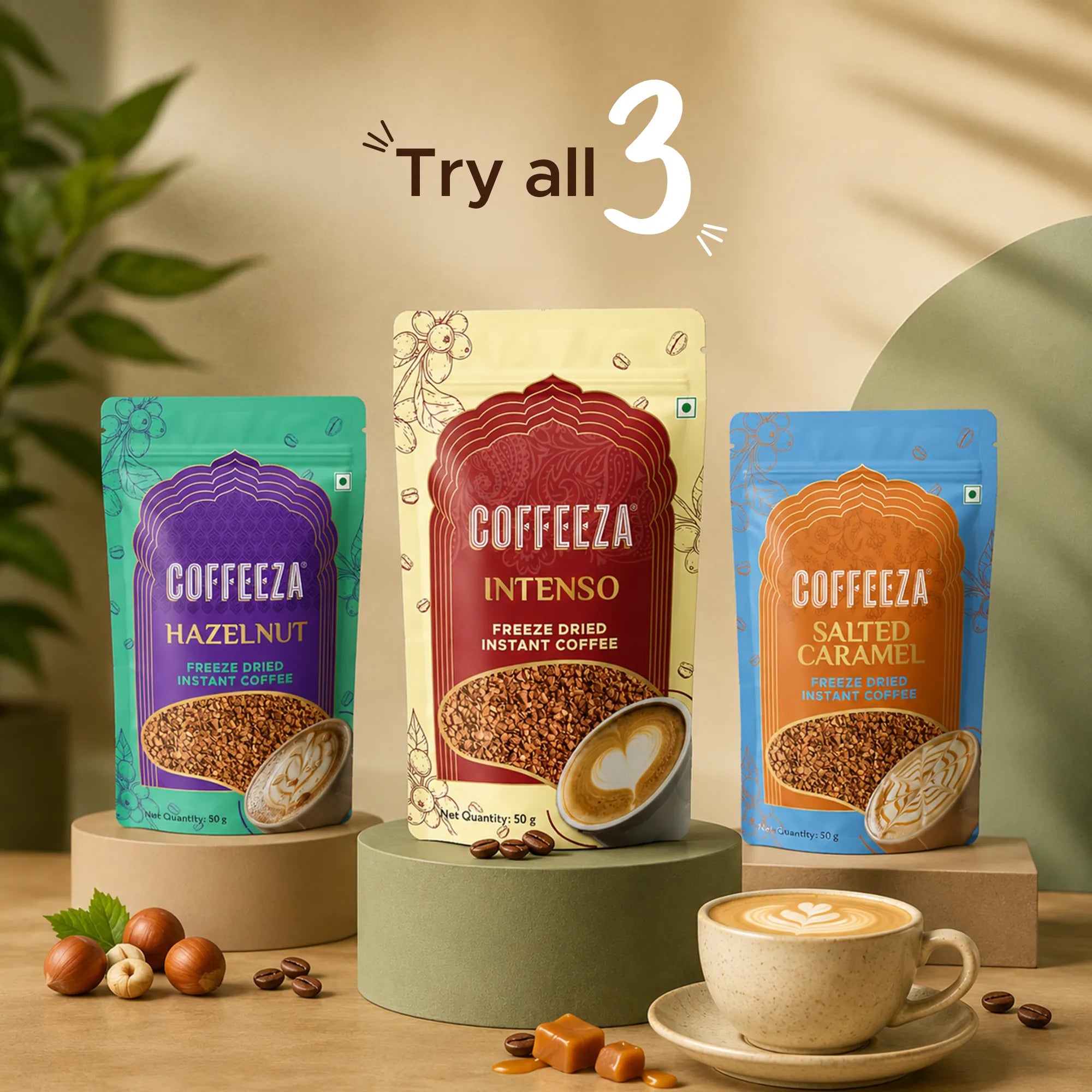 Coffeeza Salted Caramel Freeze-Dried Premium Instant Coffee I Sweet & Buttery I 50gms