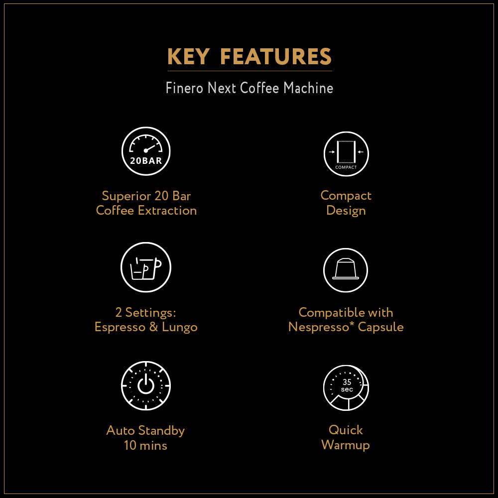 Finero Next Coffee Machine + Free 40 Capsules.